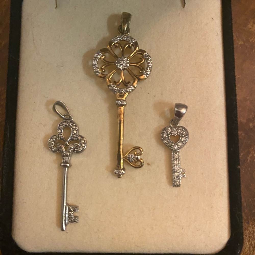 (3) Sterling Silver Key Pendants